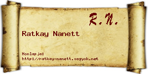 Ratkay Nanett névjegykártya